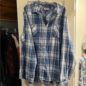 Weatherproof Vintage Blue and White Plaid Shirt